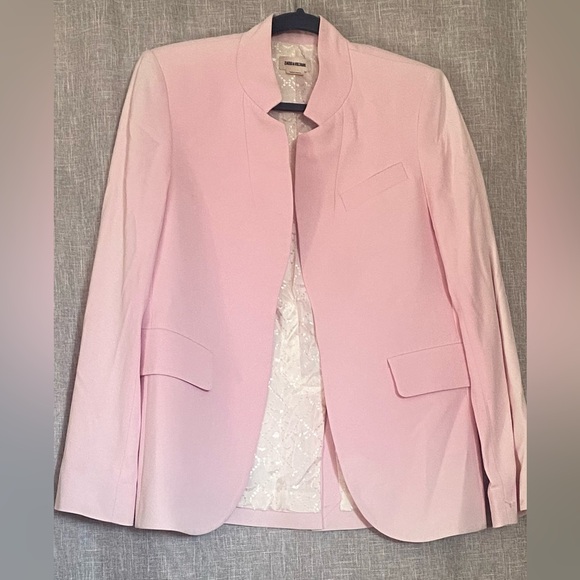 New”Zadig & Voltaire ‘Very Creepe’ Crepe Blazer-SMALL/US-36EU-light pink, lined - Picture 2 of 10